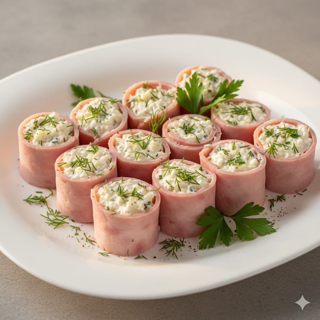 Рулетики ветчина-сыр